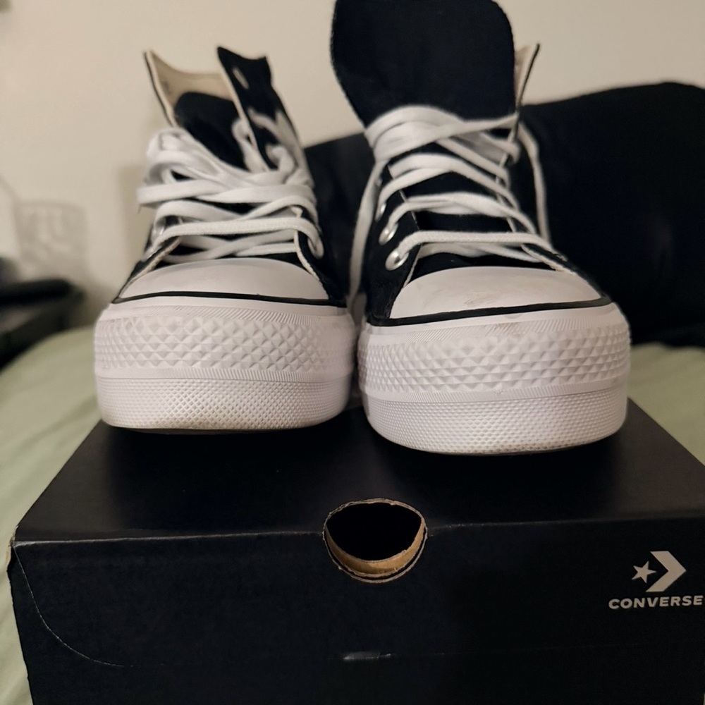 Converse Women's Black and White Platform Sneakers - Picture 3 of 4